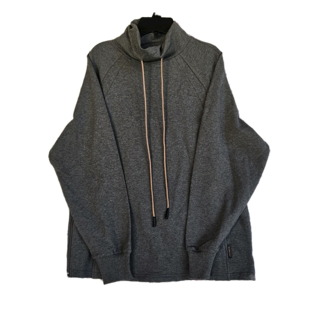 Varley Atlas Women's Sweatshirt Charcoal Grey Mock Neck‎ Drawstring Pockets XS